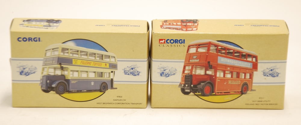 TWO MINT AND BOXED CORGI COMMERCIALS LIMITED EDITION GUY ARAB DOUBLE DECKER BUSSES viz Guy Arab