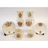 EIGHT PIECES OF EDWARD VII AND LATER ROYAL COMMEMORATIVE CERAMIC DRINKING WARES, COMPRISING; Royal
