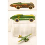 DINKY TOYS PRE WAR DE HAVILAND 'LEOPARD MOTH' AIRCRAFT NO. 60b, green with yellow tail and wing