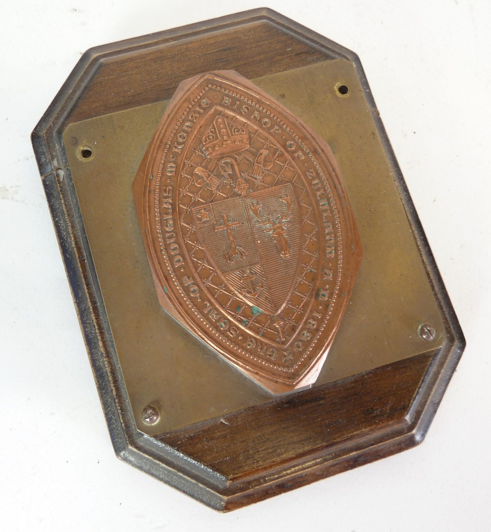NINETEENTH CENTURY COPPER BAS RELIEF LOZENGE SHAPED SEAL, inscribed in the border 'The Seal of - Bild 3 aus 3