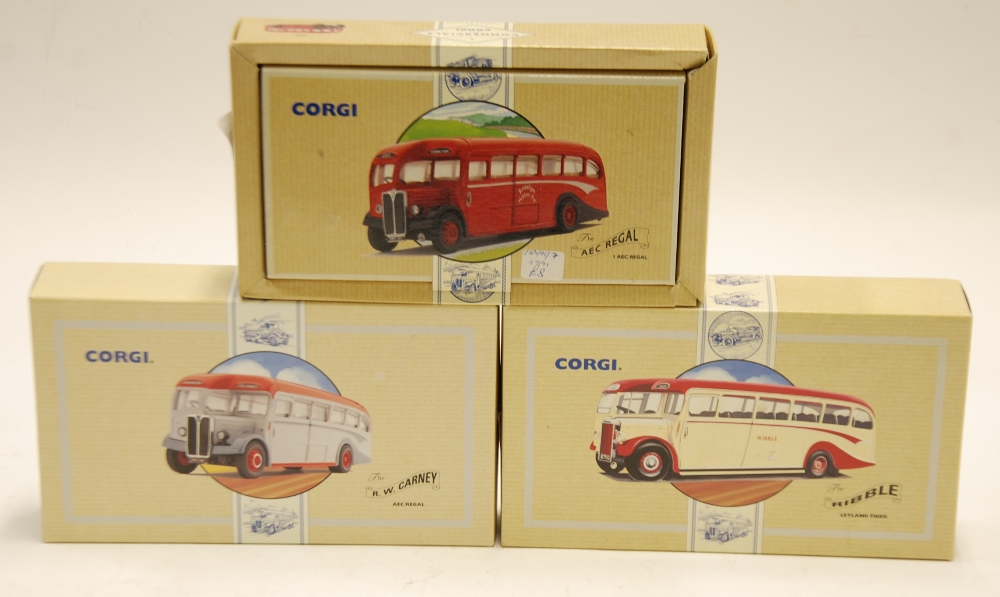 THREE MINT AND BOXED CORGI COMMERCIALS LIMITED EDITION SINGLE DECK BUSSES viz AEC Regal - Roslyn - Image 3 of 4