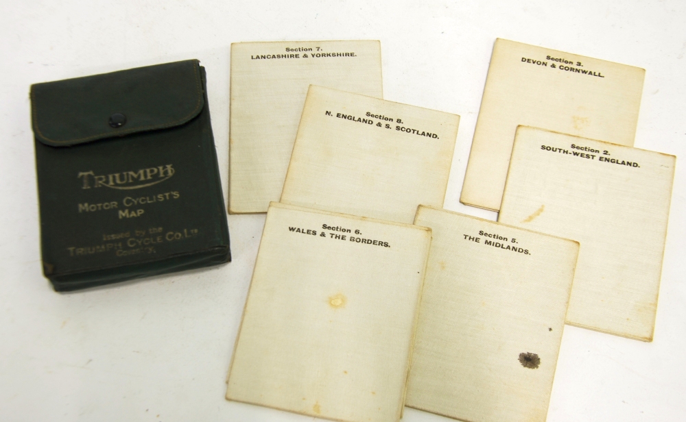 SET OF EIGHT FOLDING LINEN BACKED ROAD MAPS OF GREAT BRITAIN, in the original leatherette pocket
