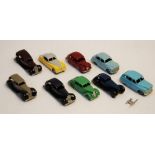 FIVE DINKY TOYS, IMMEDIATE POST WAR SALOON CARS all repainted, includes Rolls Royce saloon and