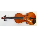 TWENTIETH CENTURY VIOLIN AFTER J.B. COLLIN-MEZIN bears label and having two piece 14" back, in