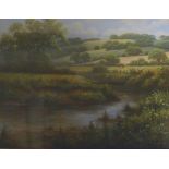 TERANCE GRUNDY  A PAIR OF OIL PAINTINGS ON CANVAS 'River landscape'  Signed lower left  12" x 16" (