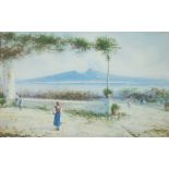 STYLE OF GIANNI (EARLY 20TH CENTURY) GOUACHE DRAWING 'Vesuvius from Camaldolis' Inscribed verso 11