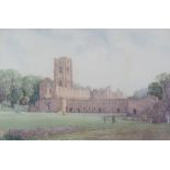 LEONARD BAXTER (1893-1971) WATERCOLOUR DRAWING 'Fountains Abbey, Yorkshire'  Signed lower right