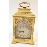 AN EARLY 20TH CENTURY MINIATURE FAUX 'CREAM LACQUER' CASED 'BRACKET CLOCK', the silver dial