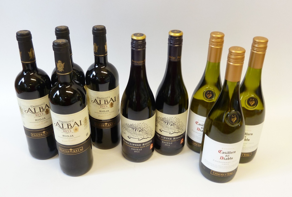 TEN BOTTLES OF 2013/14 WINE, comprising,  FOUR BOTTLES OF CASTILLO ALBAI, Spanish Rioja, 2013, TWO