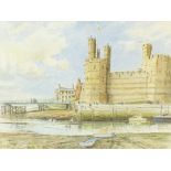 ALISTER WINTER ROBERTS (Twentieth century)  WATERCOLOUR DRAWING  View of Caernarfon Castle 11" x