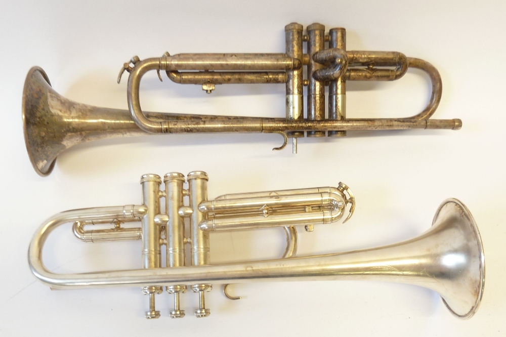 WILLIAM FRANK CO. BARRINGTON, U.S.A. 'AMERICAN PROP' PLATED METAL TRUMPET No. 105756 (lacks