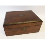 VICTORIAN WALNUTWOOD WORK BOX, oblong form with lift out tray to the interior