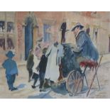 •JOHN THOMPSON (1924-2011)  WATERCOLOUR DRAWING 'Oldham Street Scene' Signed and titled in pencil 9"