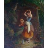 BRITISH SCHOOL (19TH CENTURY) OIL PAINTING ON CANVAS 'Rustic Toilet' Unsigned, titled on the