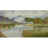 T.C.TAGGART PAIR LARGE WATERCOLOUR DRAWINGS PROBABLY VIEWS IN THE LAKE DISTRICT, tree lined lakes