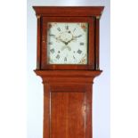 GEORGE III OAK LONGCASE CLOCK, faintly signed Halder, Arundell,, the 11" painted dial with floral