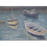 W. SWEETMAN OIL PAINTING ON CANVAS BOARD Moored small boats Signed and dated 1954 12" x 16" (30.