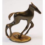 'BARBEITOS, LISBOA' ART DECO BRONZE MODEL OF A GAMBOLING FOAL, on an oval base, signed, 3 1/2" (9cm)