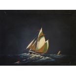 MARCHINGTON (Modern)  OIL PAINTINGS ON CANVAS, A PAIR  Sailing  craft Unframed, each signed 12" x