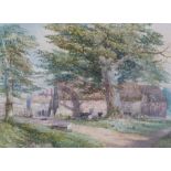 W.E. JONES  WATERCOLOUR DRAWING 'Boscobel Farm house and 'The Royal Oak' Signed and dated 1890 lower
