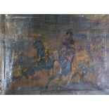 19TH CENTURY ENGLISH SCHOOL OIL PAINTING ON CANVAS Chariout racing in a Roman Coliseum 28" x 36" (