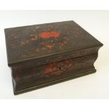 GOOD QUALITY FRENCH NINETEENTH CENTURY LADIES BOULE WORK BOX, with cream watered silk lined fitted