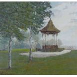 VERA LOWE OIL PAINTING ON BOARD 'Old Bandstand, Buile Hill Park 1971' Signed and dated (19) 71,