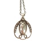 GEORG JENSEN SILVER PENDANT OF THE YEAR, 1990, on belcher chain necklace, London 1990, 10.5g, 1 1/8"