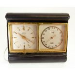 ANGELUS DATECLOCK TRAVEL CLOCK, 13 jewel movement, rectangular with separate time and date dials, in