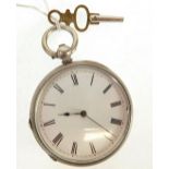 LATE NINETEENTH CENTURY POCKET WATCH with keywind movement, white Roman dial, the engine turned