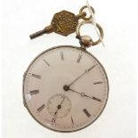 NINETEENTH CENTURY FRENCH SILVER ASSAY MARKED SLIM OPEN FACED POCKET WATCH, the dial and keywind