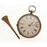 LADY'S SWISS SILVER POCKET WATCH, with keywind movement, Roman white dial and a  VICTORIAN ROLLED