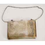 LADY'S CONTINENTAL SILVER COLOURED METAL COMBINED CARTE DE VISITE CASE AND PURSE, with interior