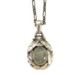 GEORG JENSEN SILVER AND LABRADORITE PENDANT OF THE YEAR, 1997, on long and short chain necklace,