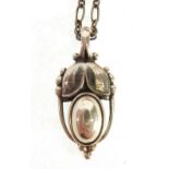 GEORG JENSEN SILVER PENDANT OF THE YEAR, 2003, on long and short chain necklace, Danish hallmark,