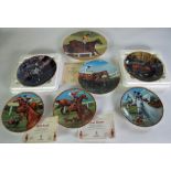 SEVEN CHINA COLLECTORS PLATES, Royal Worcester and Royal Doulton, mainly race horses, two with