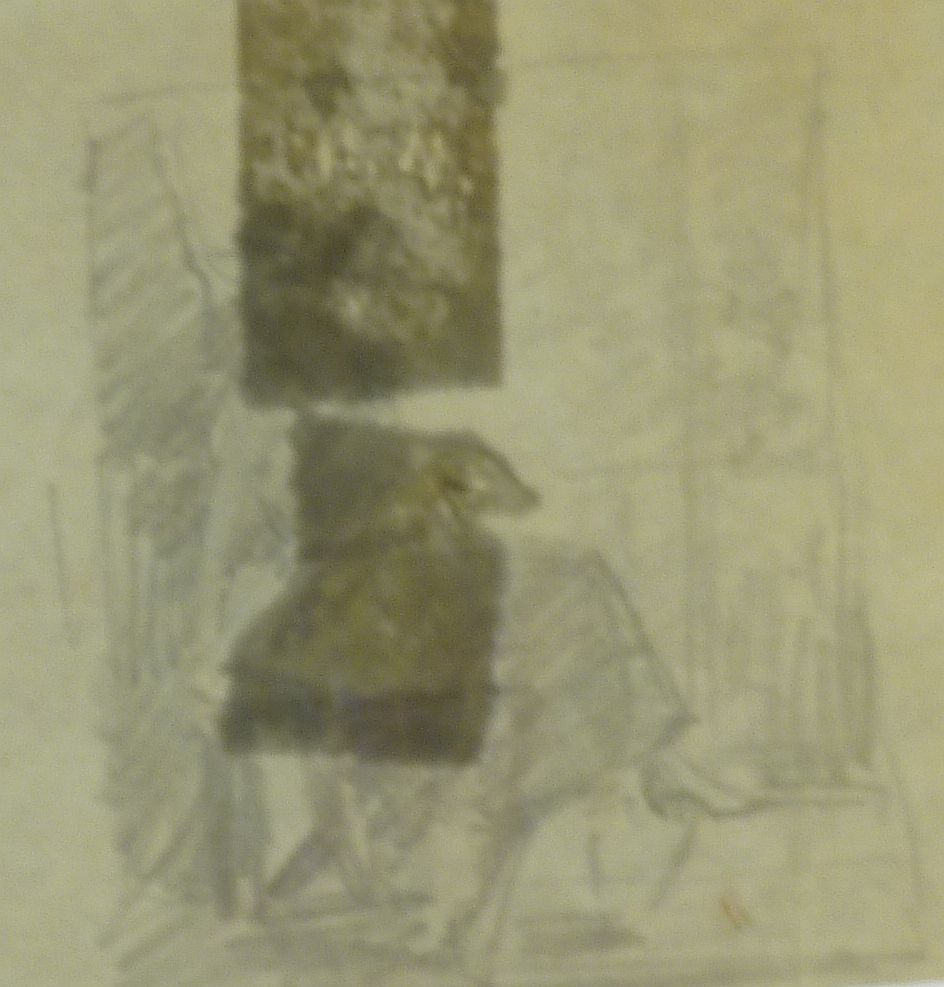 RONALD OSSORY DUNLOP (ATTIB.) PENCIL DRAWING MAN SMOKING A CIGARETTE 6 1/8" x 5 3/8" (15.5cm x 13. - Image 4 of 5