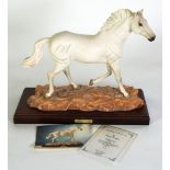 'MILTON' ROYAL DOULTON LIMITED EDITION MATT WHITE CHINA MODEL OF A HORSE, on a wooden plinth with