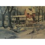ROGER LUNDQUIST SIGNED COLOUR PRINT Minnehaha Station Minneapolis Minnesota 16 1/4" X 23" AND