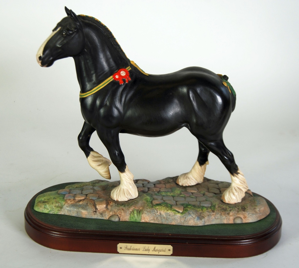 CHAMPION SHIRE HORSE 'PEAKSTONES LADY MARGARET', ROYAL DOULTON BLACK MATT CHINA MODEL OF A HORSE, on