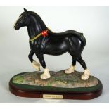 CHAMPION SHIRE HORSE 'PEAKSTONES LADY MARGARET', ROYAL DOULTON BLACK MATT CHINA MODEL OF A HORSE, on