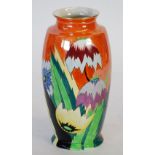 ART DECO CARLTON WARE ANEMONE PATTERN 'HANDCRAFT' POTTERY VASE, of footed oviform with short waisted