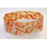 ART DECO MOTTLED AND FROSTED CEILING LIGHT SHADE, in tones of orange, yellow and white, 6" (15.