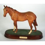 MR FRISK, ROYAL DOULTON CHESTNUT MATT CHINA MODEL OF A HORSE, on a wooden plinth with name tag, DA