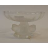 MODERN LALIQUE, FRENCH CLEAR AND FROSTED GLASS SWEET MEAT DISH, of shallow form, with four moulded