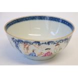 CHINESE EARLY NINETEENTH CENTURY FAMILLE ROSE PORCELAIN BOWL, externally decorated with three