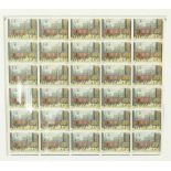 FRAMED PART SHEET OF THIRTY QUEEN ELIZABETH II ONE SHILLING AND SIX PENCE COMMEMORATIVE LOWRY