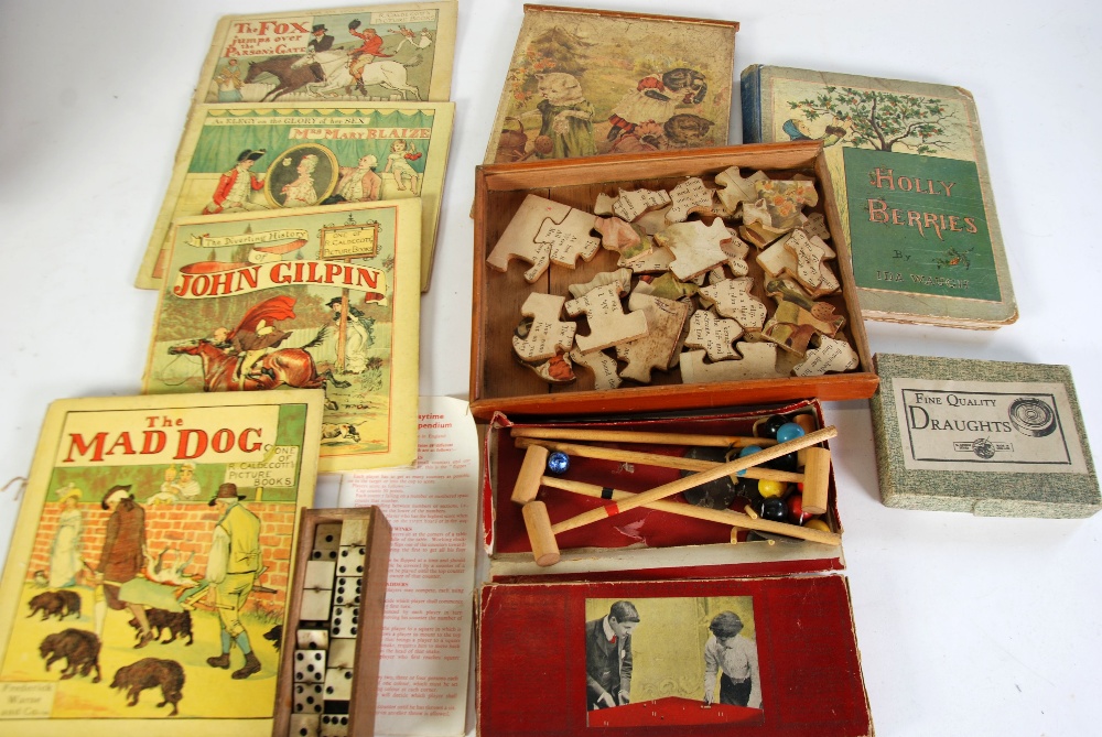 EARLY 20th CENTURY BOXED GAME OF TABLE CROQUET with four mallets, hoops and balls and instruction