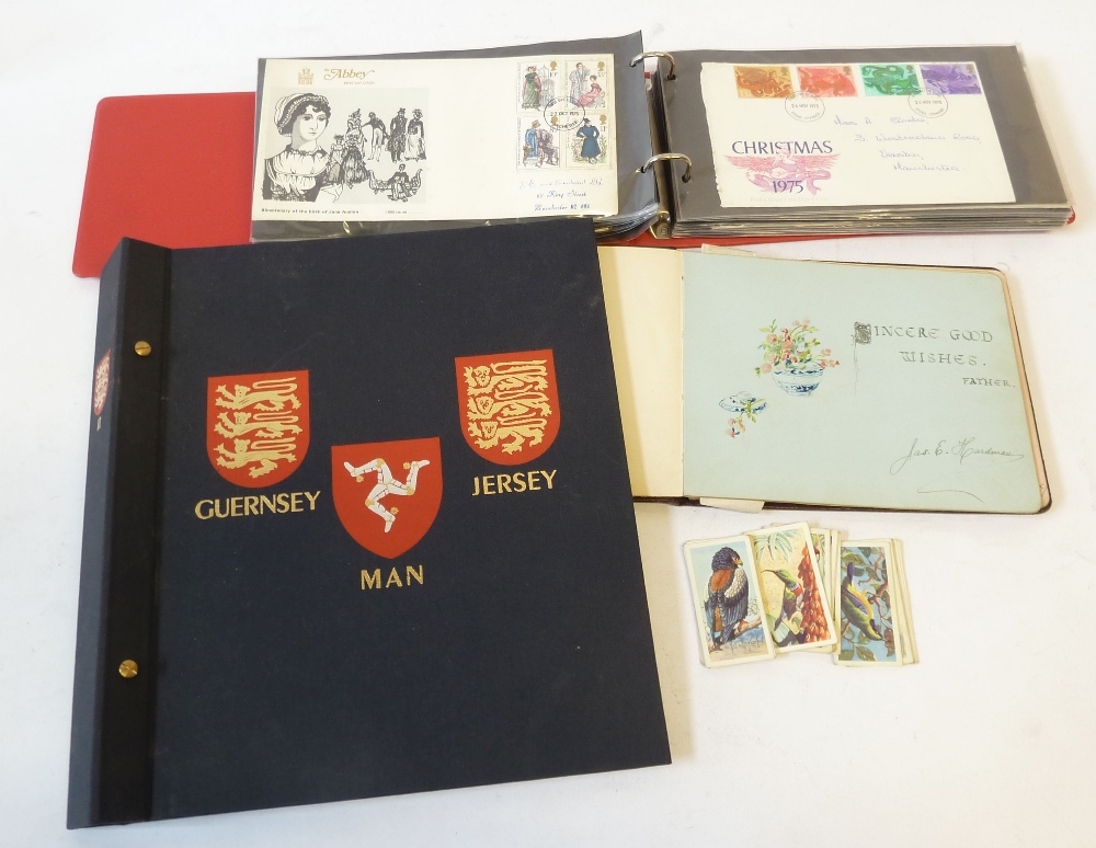 *COLLECTION OF FIRST DAY COVERS IN A RING BINDER, SOME LOOSE, VARIOUS LOOSE STAMPS, A JERSEY,