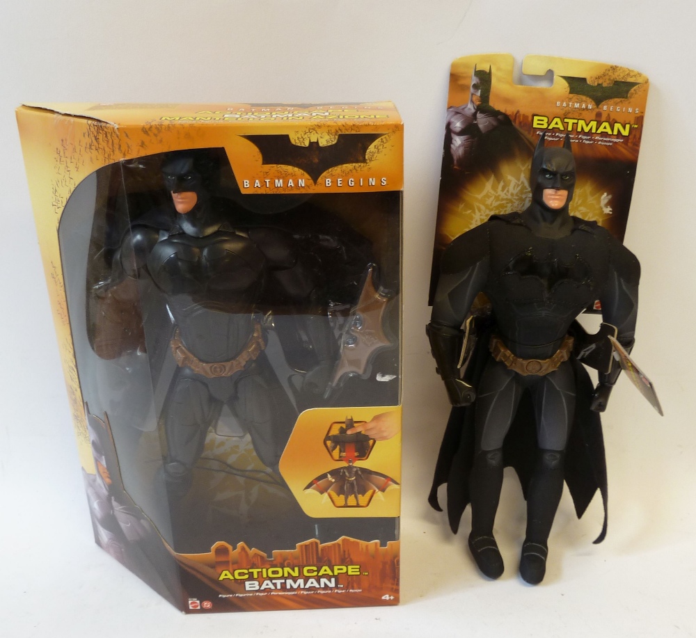 MATTEL MINT AND BOXED BATMAN BEGINS 'ACTION CAPE BATMAN' figure, window box good and ditto BATMAN